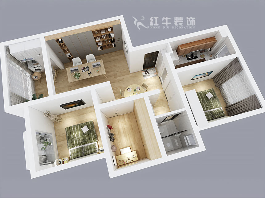 魏利利_津橋華府82㎡現(xiàn)代簡約｜顛覆傳統(tǒng)客廳，即是休閑書吧又是影院03鳥瞰圖