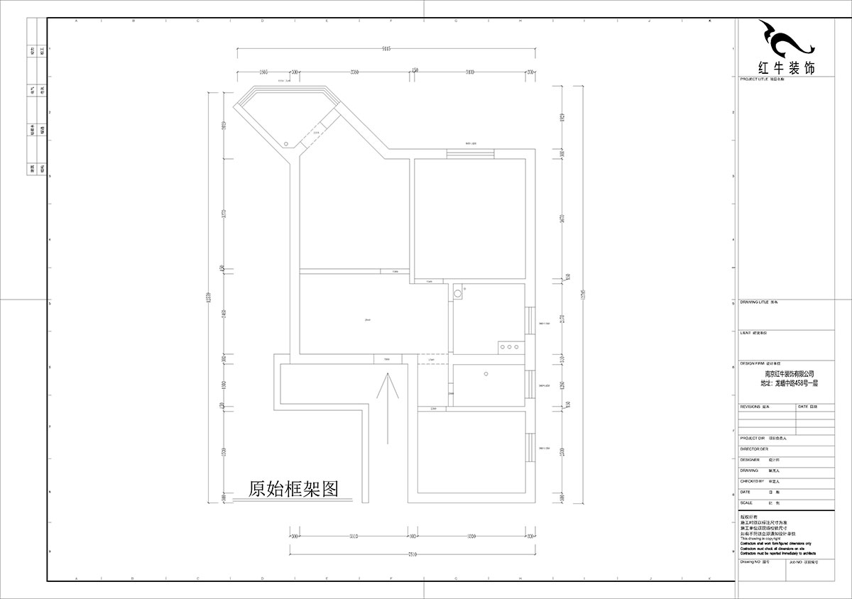 孟憲濤｜北門橋10號1508室-85㎡-現(xiàn)代簡約風格｜2室2廳1衛(wèi)｜老房裝修｜定制家｜全包12萬｜00_01原始框架圖
