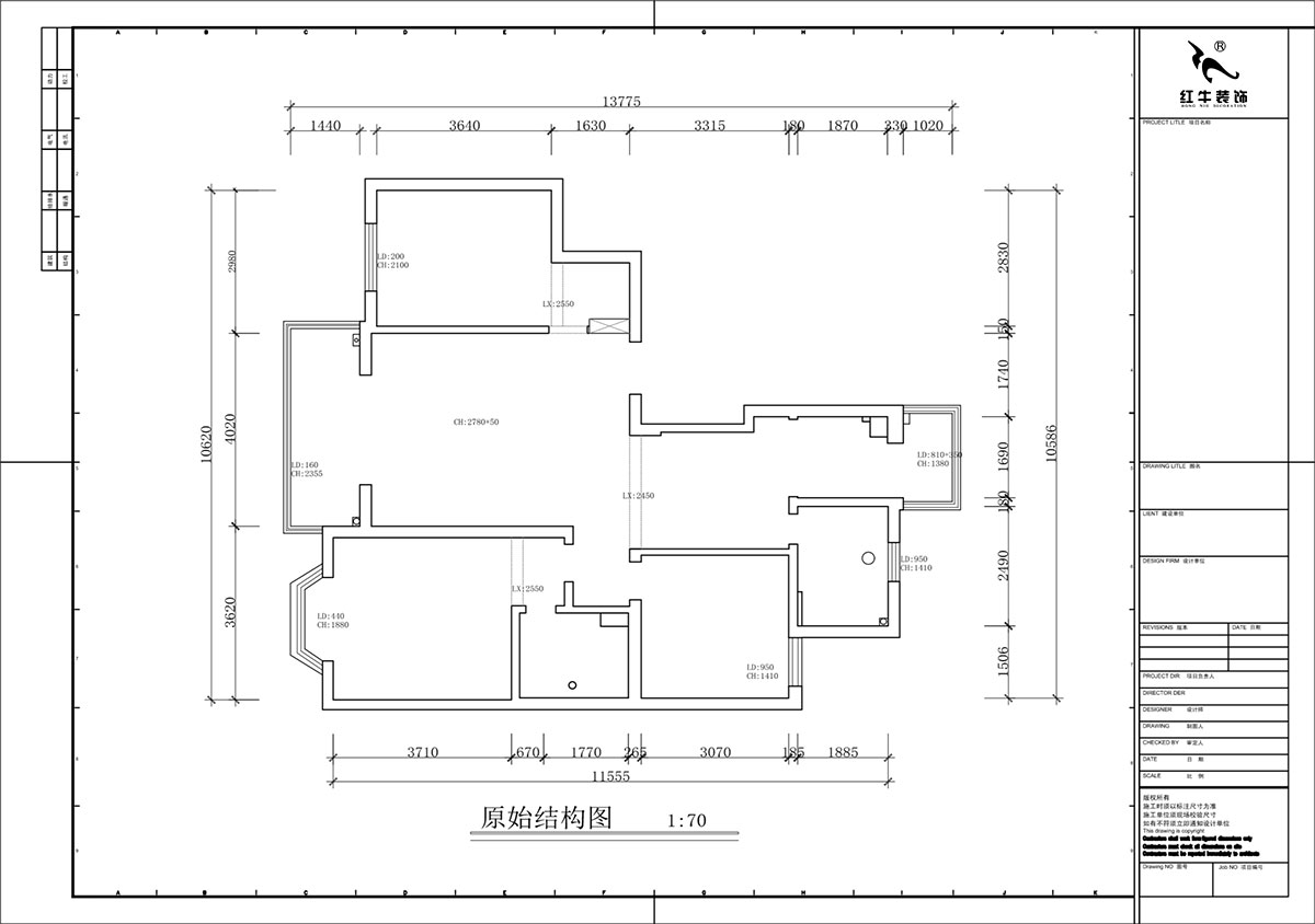蔣?。汩坷?-2-901-108㎡-現(xiàn)代簡約風格｜3室2廳2衛(wèi)｜老房裝修｜定制家｜全包16萬｜00_01原始結(jié)構(gòu)圖
