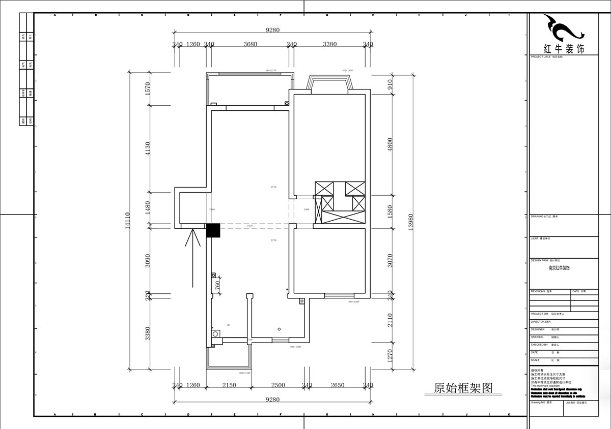 蔣?。汩坷?-2-902-100㎡-現(xiàn)代簡(jiǎn)約風(fēng)格｜2室2廳1衛(wèi)｜老房裝修｜定制家｜全包14萬(wàn)｜00_01原始框架圖
