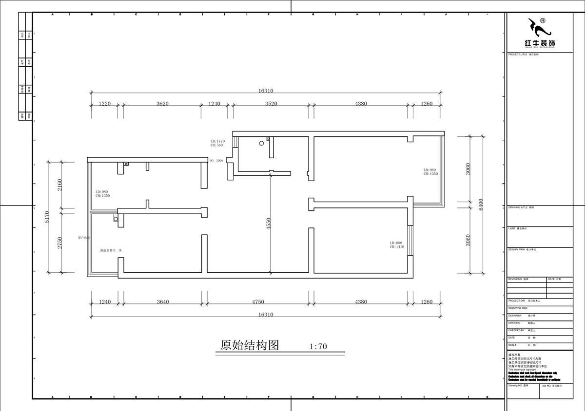 蔣?。鹬刍▓@4-3-806-100㎡-現(xiàn)代簡約風(fēng)格｜3室2廳1衛(wèi)｜老房裝修｜定制家｜全包12萬｜00_01原始結(jié)構(gòu)圖